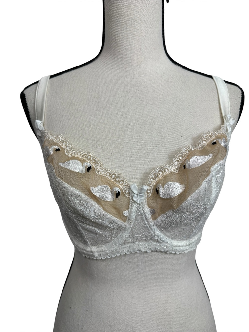 MIMI Holliday Swan Lake Bra Delicate Lace Trim Ivory Underwire Bra